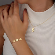 Pulseira com nome gravado personalizado, pulseira minimalista de pata, aço inoxidável, elegante, pulseira de pata de cachorro, presente de natal para animais de estimação